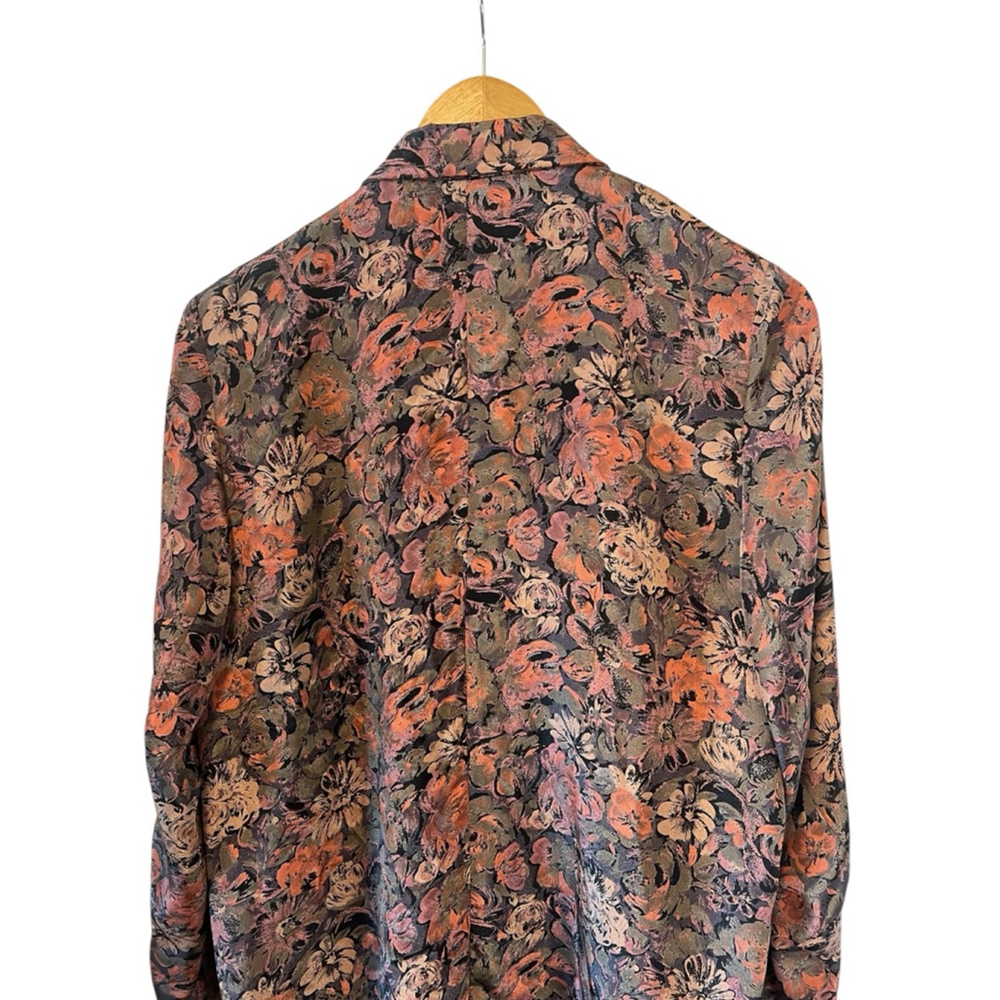 VINTAGE Blazer Women’s Medium Floral Print One Button Satin Finish M - Picture 9 of 11